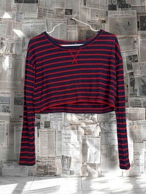 Aeropostale Cropped Striped Long Sleeve Top